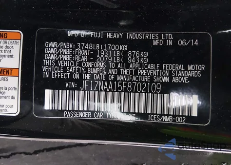 2015 Scion Fr-S z USA, uszkodzony, nr VIN JF1ZNAA15F8702109